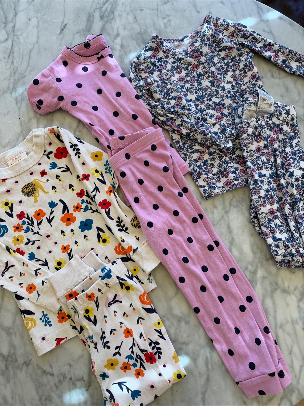 Gap Hanna Anderson Girls' Pink Dot & Floral Pajama Sets